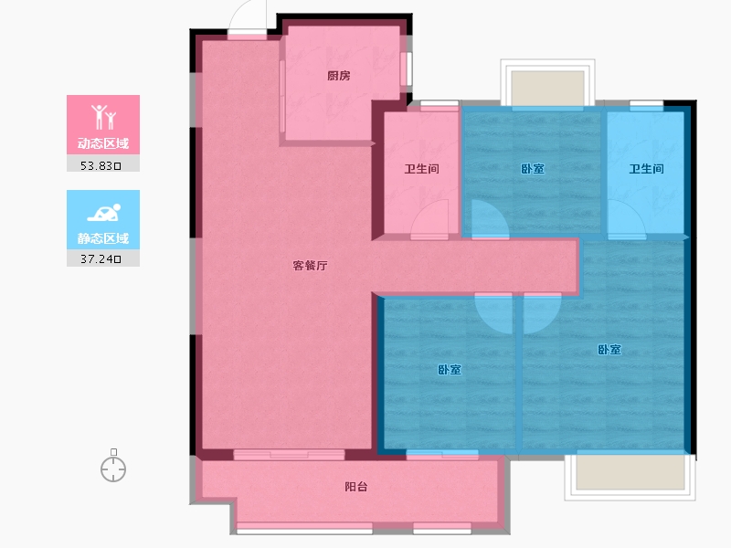 湖北省-武汉市-美的君兰半岛-82.09-户型库-动静分区