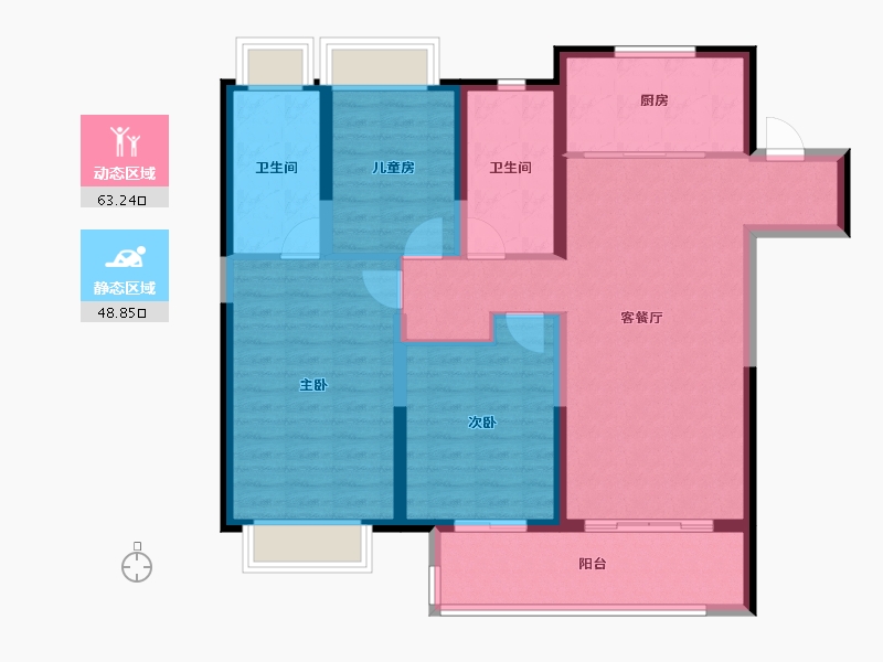 湖北省-武汉市-武汉城建·融创御央首府-100.67-户型库-动静分区