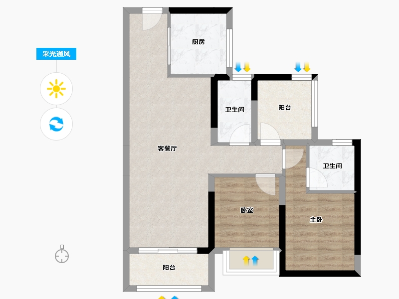 广东省-佛山市-新希望悦珑湾-68.32-户型库-采光通风