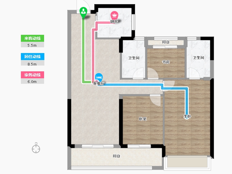 浙江省-温州市-乐虹湾-90.41-户型库-动静线