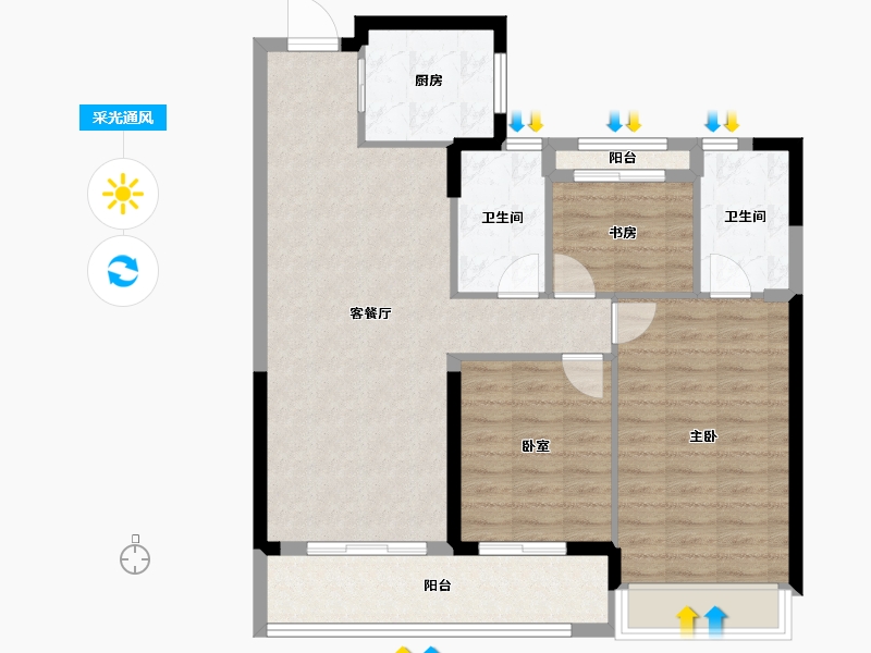 浙江省-温州市-乐虹湾-90.41-户型库-采光通风