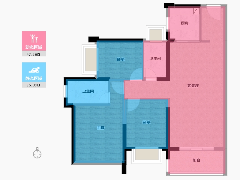 广东省-珠海市-五洲东方墅-73.33-户型库-动静分区