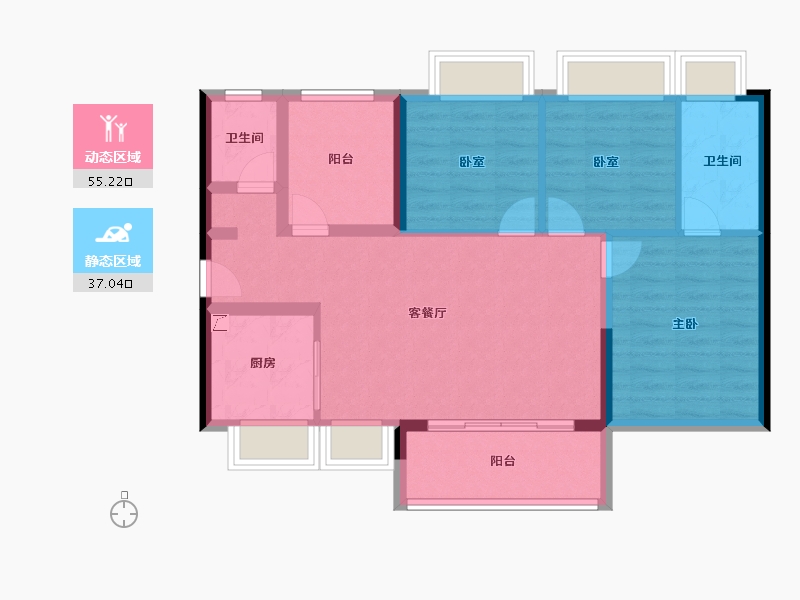 广东省-佛山市-新希望悦珑湾-82.41-户型库-动静分区