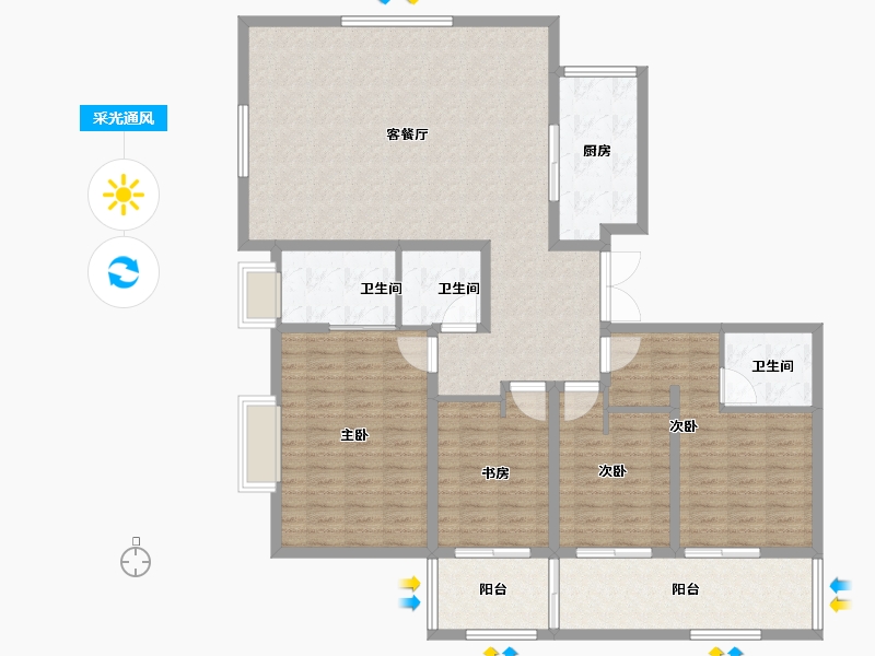 江苏省-苏州市-四季悦湖花园​-152.00-户型库-采光通风