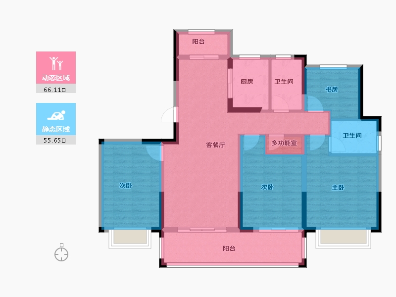 浙江省-宁波市-滕上花开-108.86-户型库-动静分区