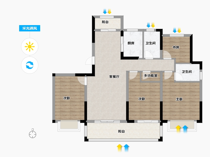 浙江省-宁波市-滕上花开-108.86-户型库-采光通风