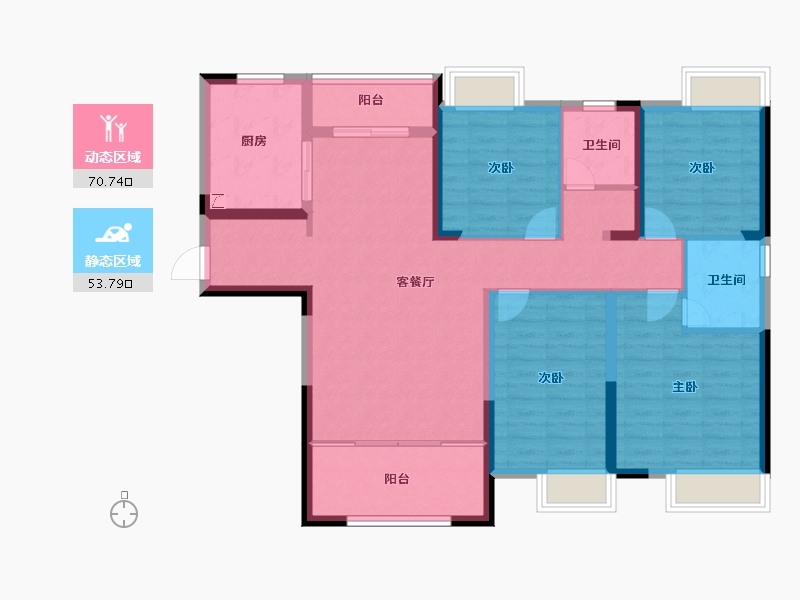 湖南省-长沙市-长房·云尚公馆-111.60-户型库-动静分区