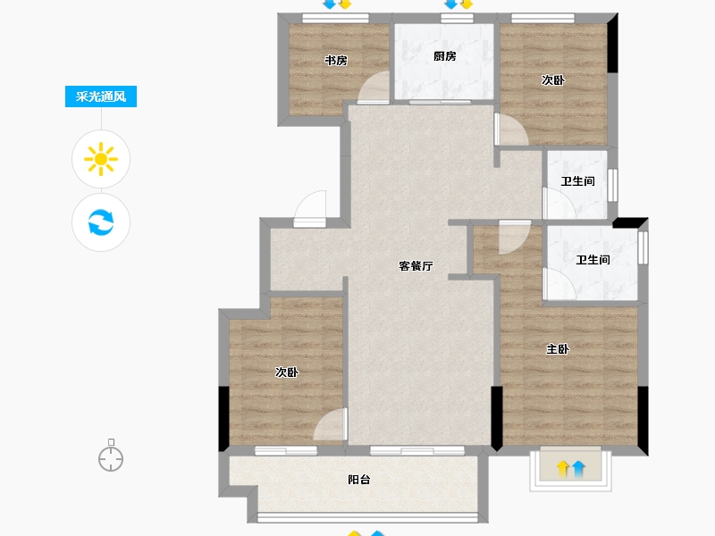 浙江省-宁波市-恒威·悦宾湾-88.01-户型库-采光通风