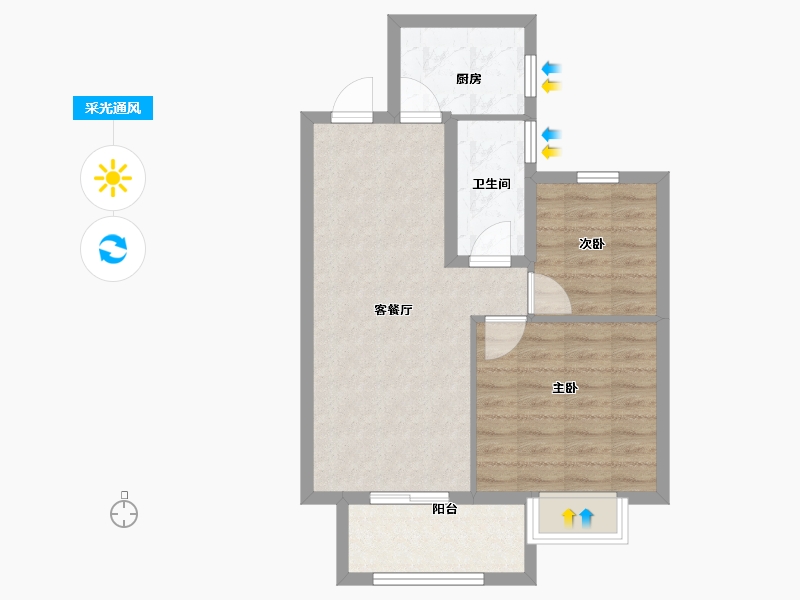 湖北省-武汉市-保利明玥晨光-60.00-户型库-采光通风