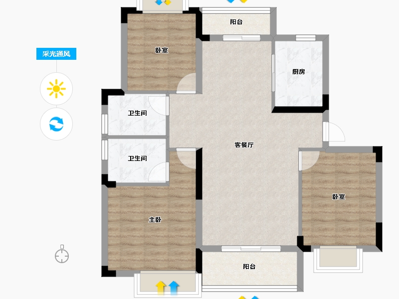 湖北省-武汉市-阳光100凤凰街凤,凰里-89.45-户型库-采光通风