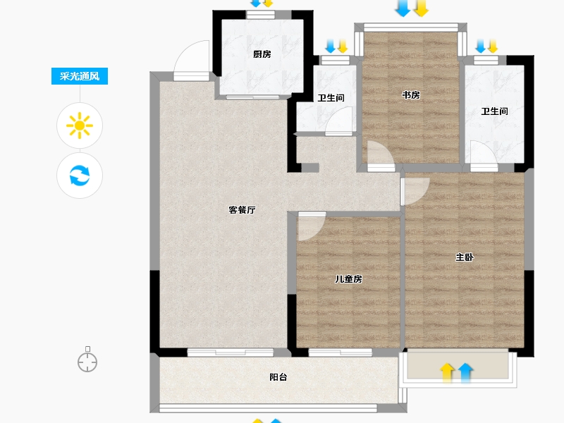 浙江省-温州市-上坤新隆云栖风华-88.00-户型库-采光通风