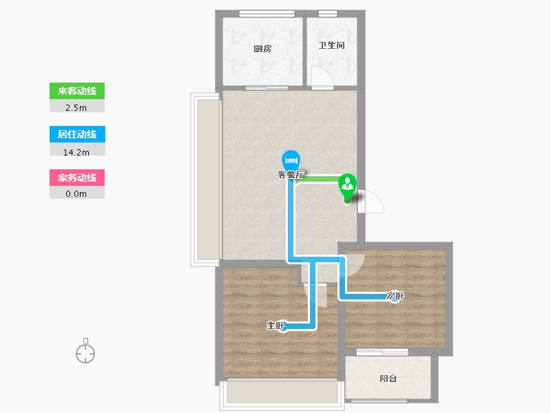 上海-上海市-大华公园荟-66.48-户型库-动静线