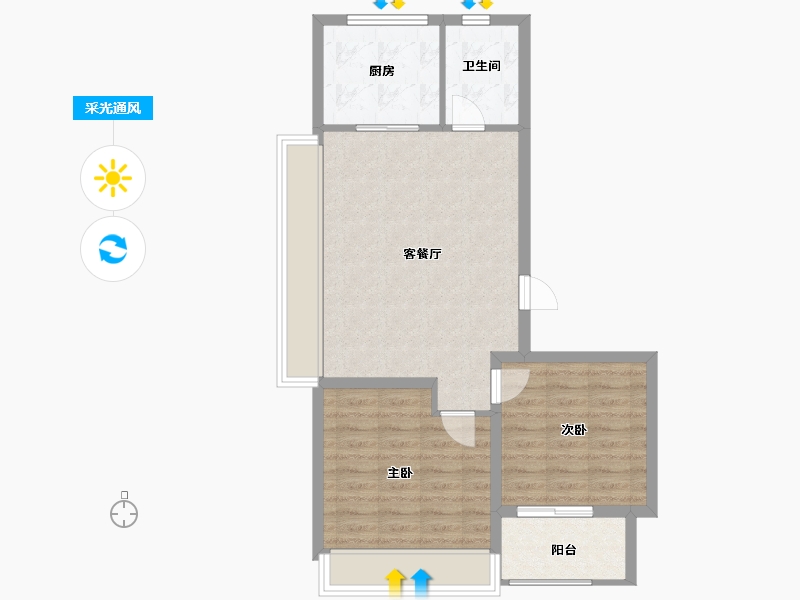 上海-上海市-大华公园荟-66.48-户型库-采光通风