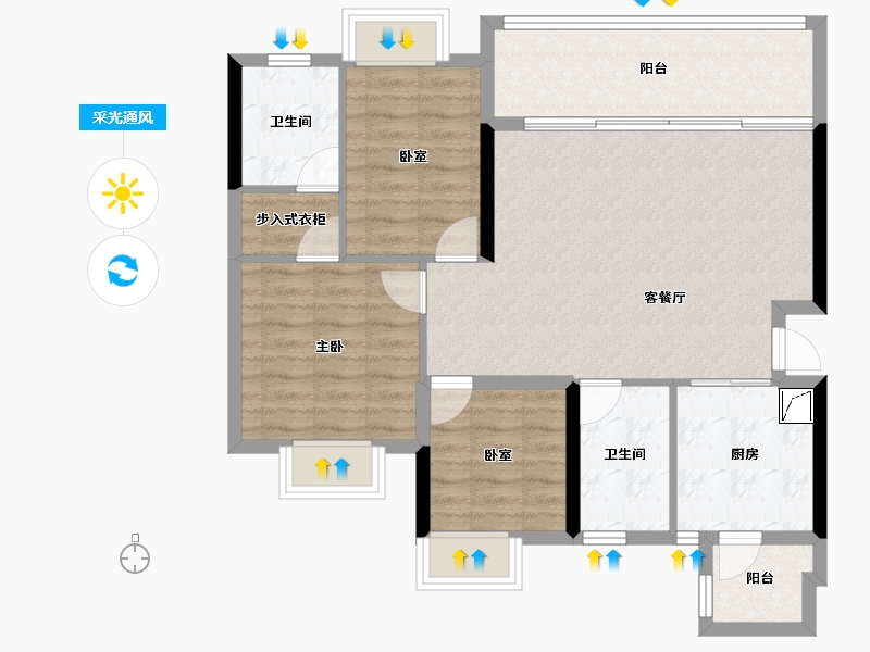 贵州省-贵阳市-贵阳恒大文化旅游城-87.86-户型库-采光通风