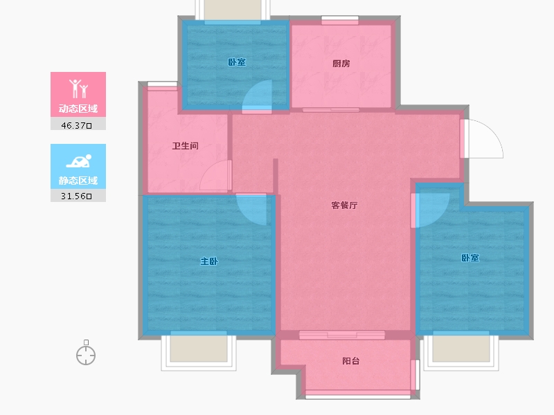 上海-上海市-云湖壹号-69.60-户型库-动静分区