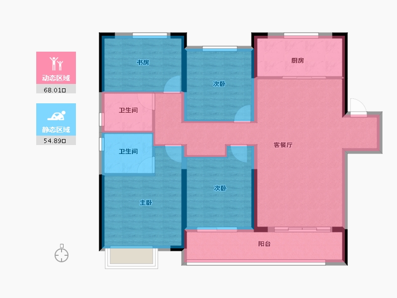 湖北省-武汉市-武汉城建·融创御央首府-110.77-户型库-动静分区