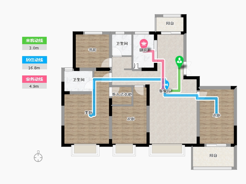 江苏省-扬州市-香榭里-8号-117.00-户型库-动静线