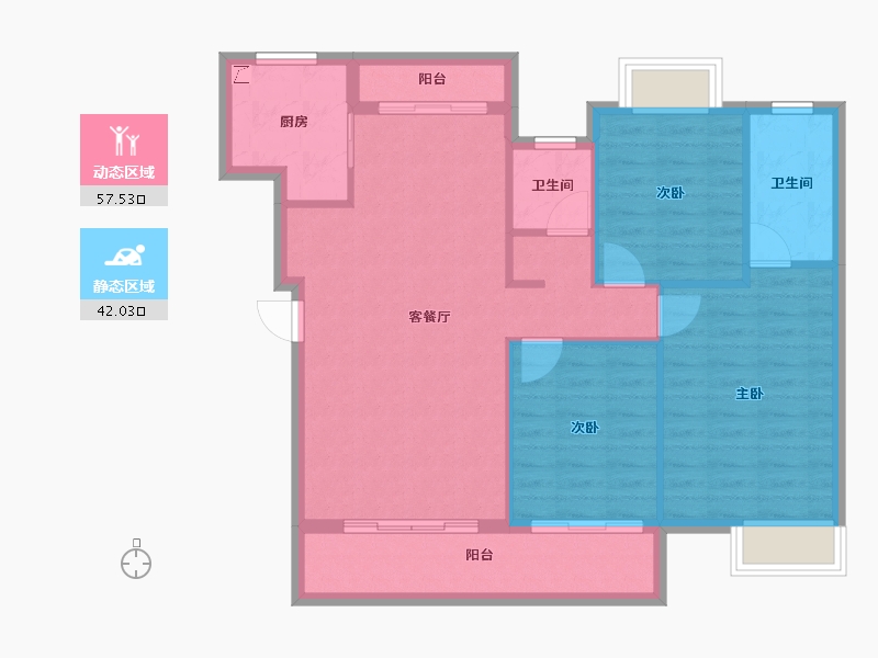 浙江省-杭州市-硕丰西湖里-90.49-户型库-动静分区