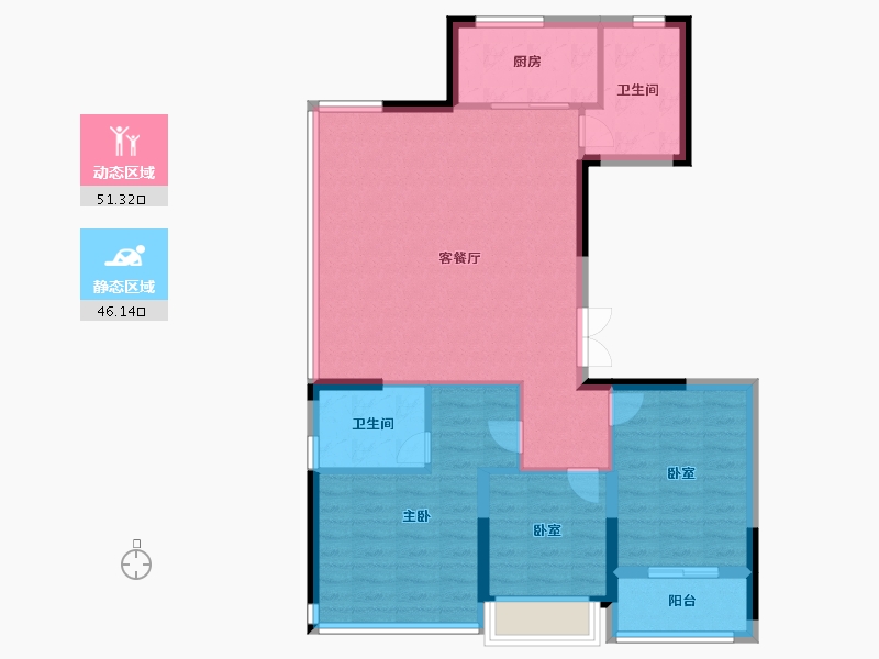 浙江省-温州市-嘉华春风嘉里-88.00-户型库-动静分区