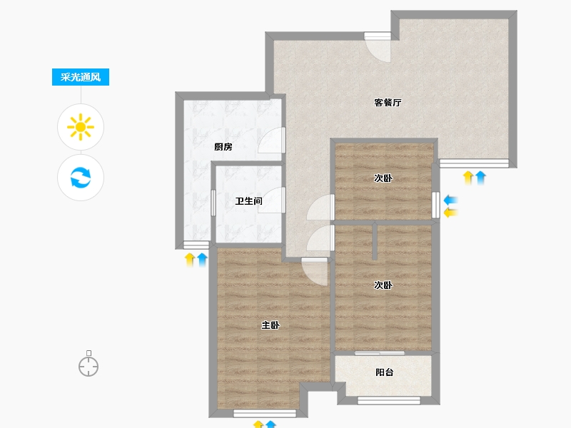 安徽省-合肥市-禹州华侨城3期枫园-75.09-户型库-采光通风