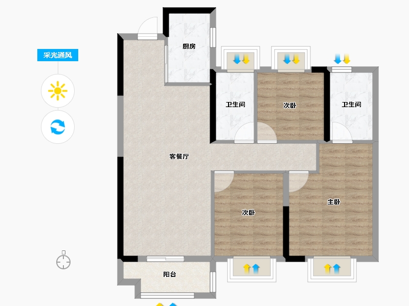 湖北省-武汉市-中国铁建江语城-86.30-户型库-采光通风