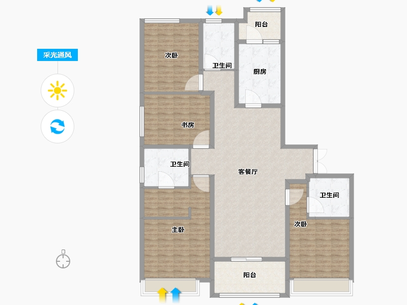 上海-上海市-中粮瑞虹·海景壹号-152.00-户型库-采光通风