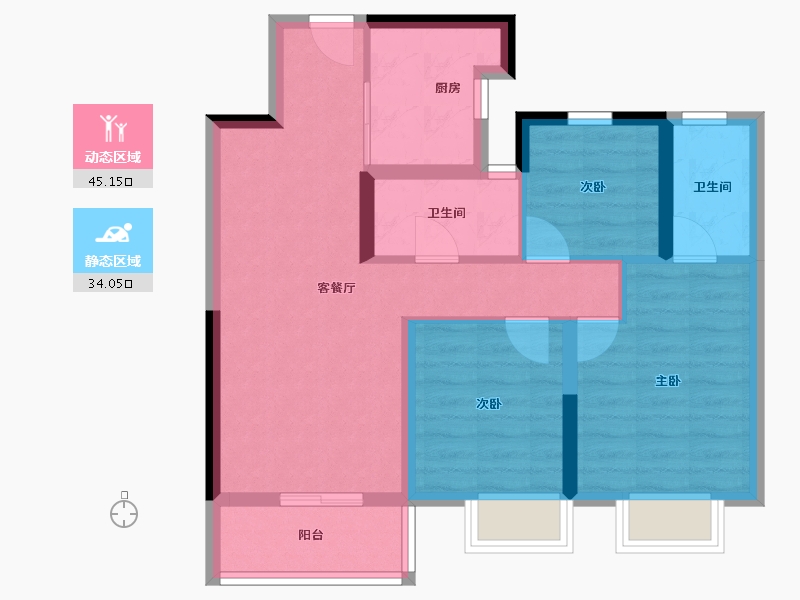 湖北省-武汉市-中国铁建江语城-69.77-户型库-动静分区