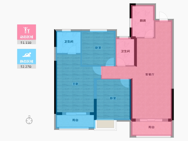 湖北省-武汉市-南益名悦华府-92.77-户型库-动静分区