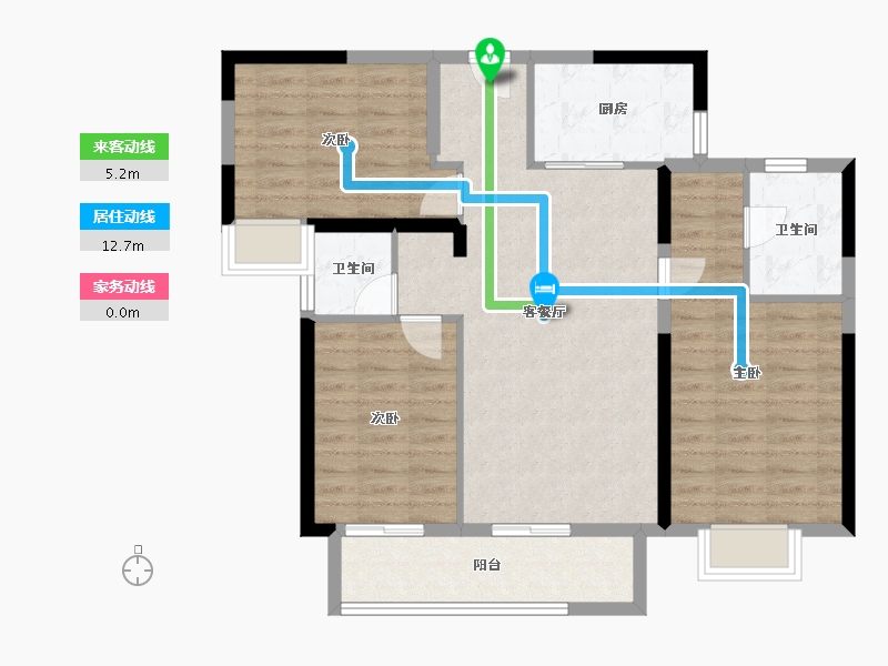 湖北省-武汉市-当代华侨城汉口道6号-90.27-户型库-动静线