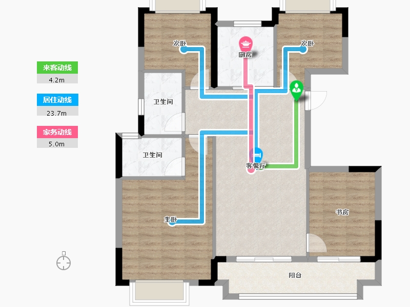 湖北省-武汉市-美的君兰半岛-96.32-户型库-动静线