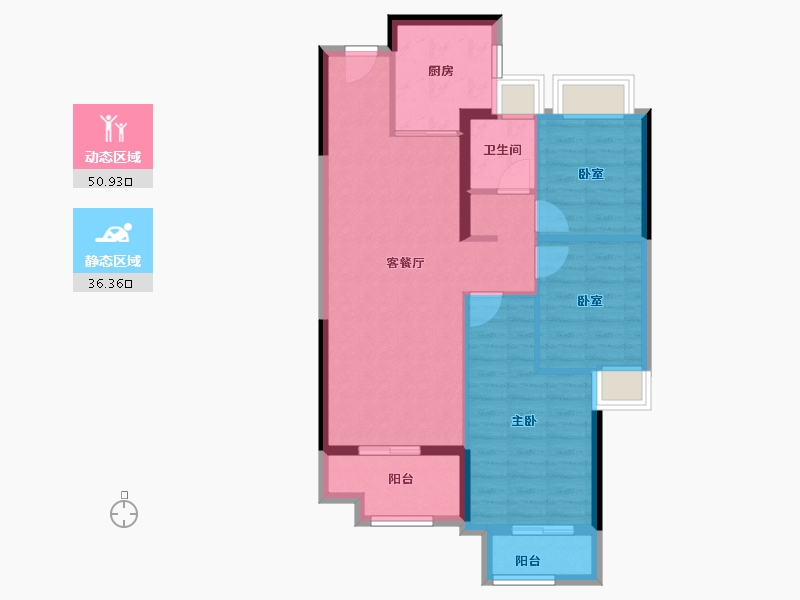 湖北省-武汉市-当代华侨城汉口道6号-78.39-户型库-动静分区