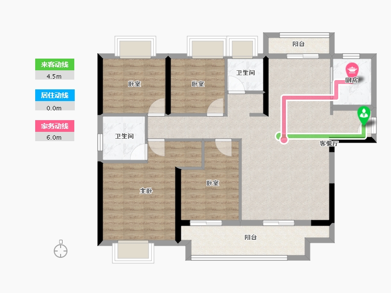 湖北省-武汉市-当代华侨城汉口道6号-100.72-户型库-动静线