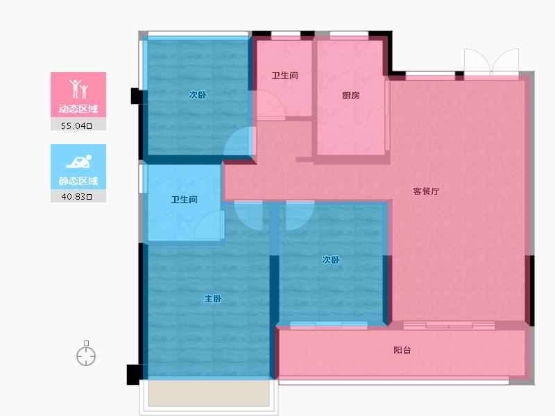 浙江省-温州市-金地公园上城-86.00-户型库-动静分区