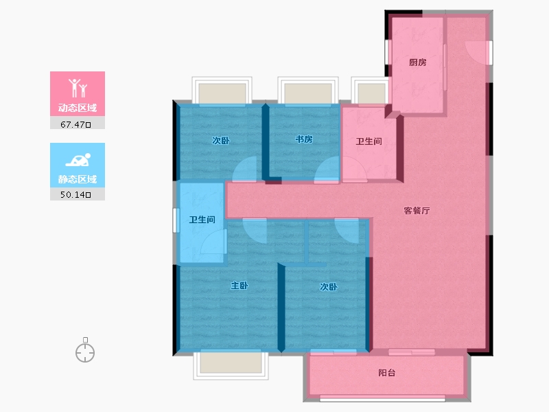 湖北省-武汉市-武汉二十四城-105.60-户型库-动静分区