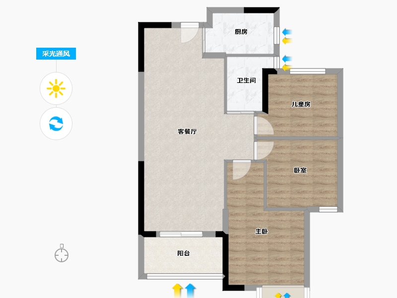 湖北省-武汉市-南益名悦华府-80.27-户型库-采光通风