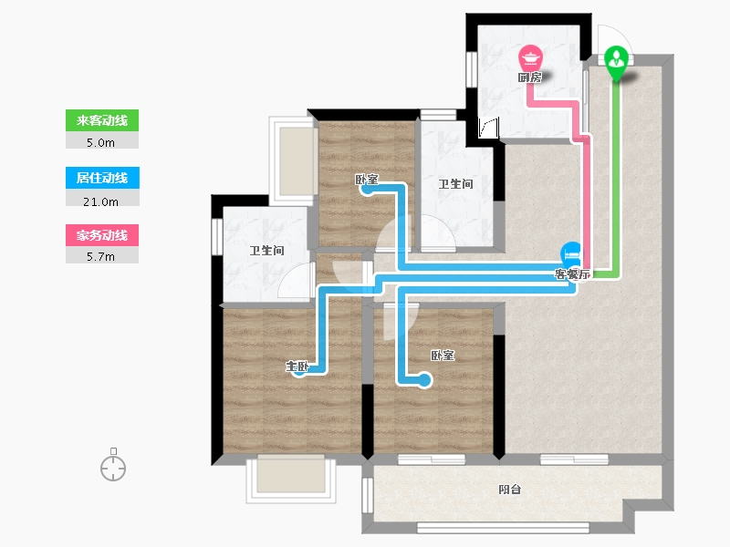 湖南省-长沙市-美的国宾府-78.23-户型库-动静线