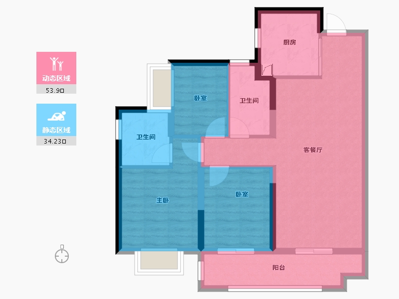 湖南省-长沙市-美的国宾府-78.23-户型库-动静分区