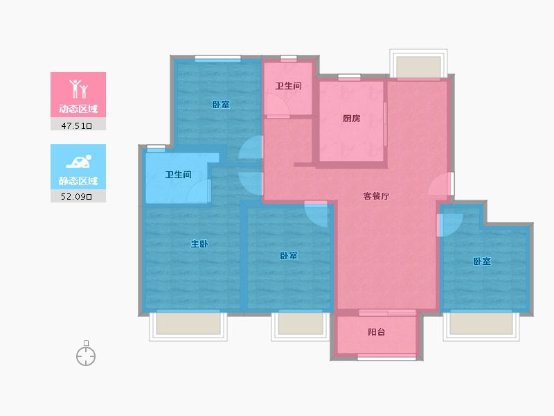 上海-上海市-新未来·樾湖-87.99-户型库-动静分区