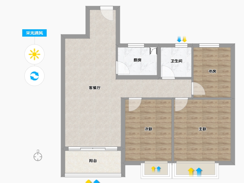 江西省-南昌市-润永通·东投·悦港城-75.23-户型库-采光通风