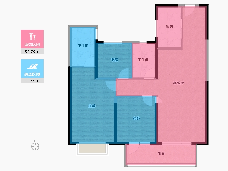 湖北省-武汉市-武汉城建·融创御央首府-90.98-户型库-动静分区