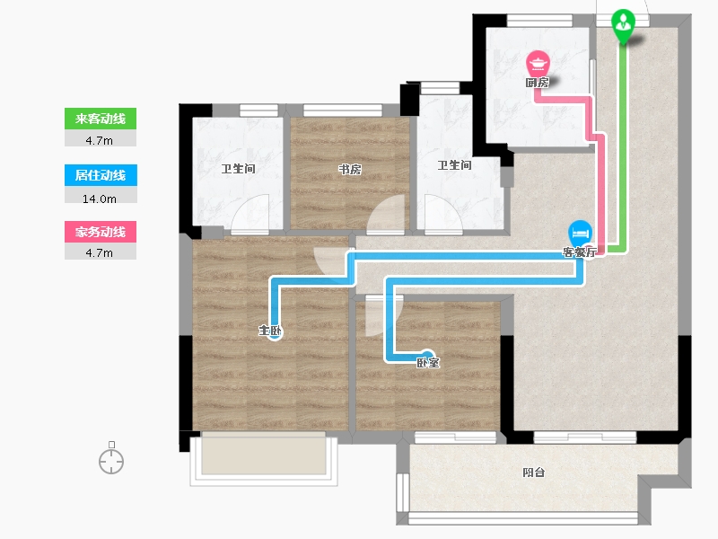 浙江省-嘉兴市-华宸府-71.20-户型库-动静线