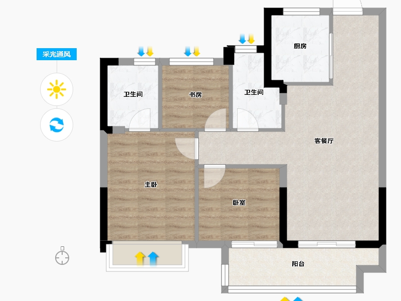 浙江省-嘉兴市-华宸府-71.20-户型库-采光通风