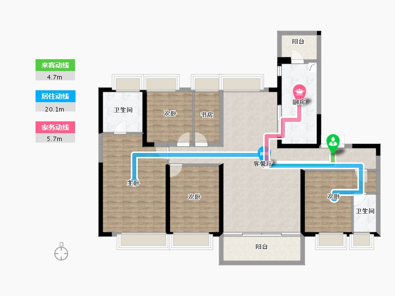 湖南省-长沙市-碧桂园·荟隽棠-144.83-户型库-动静线