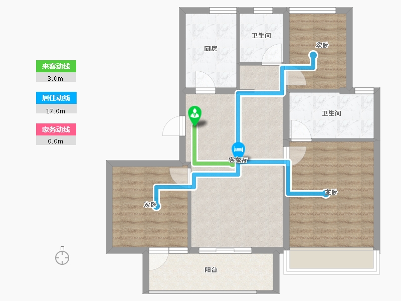 上海-上海市-大华公园荟-80.15-户型库-动静线