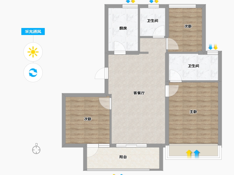 上海-上海市-大华公园荟-80.15-户型库-采光通风