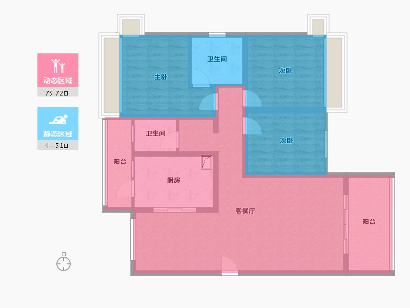 湖南省-衡阳市-金城华府-128.00-户型库-动静分区