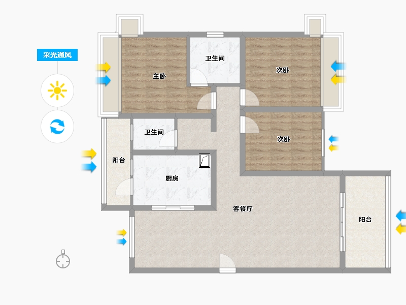 湖南省-衡阳市-金城华府-128.00-户型库-采光通风