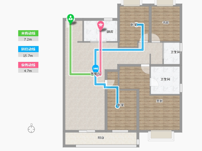 湖北省-武汉市-旭辉千山凌云-136.00-户型库-动静线