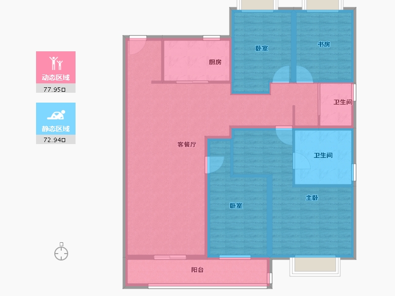 湖北省-武汉市-旭辉千山凌云-136.00-户型库-动静分区