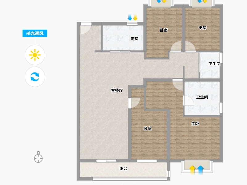 湖北省-武汉市-旭辉千山凌云-136.00-户型库-采光通风